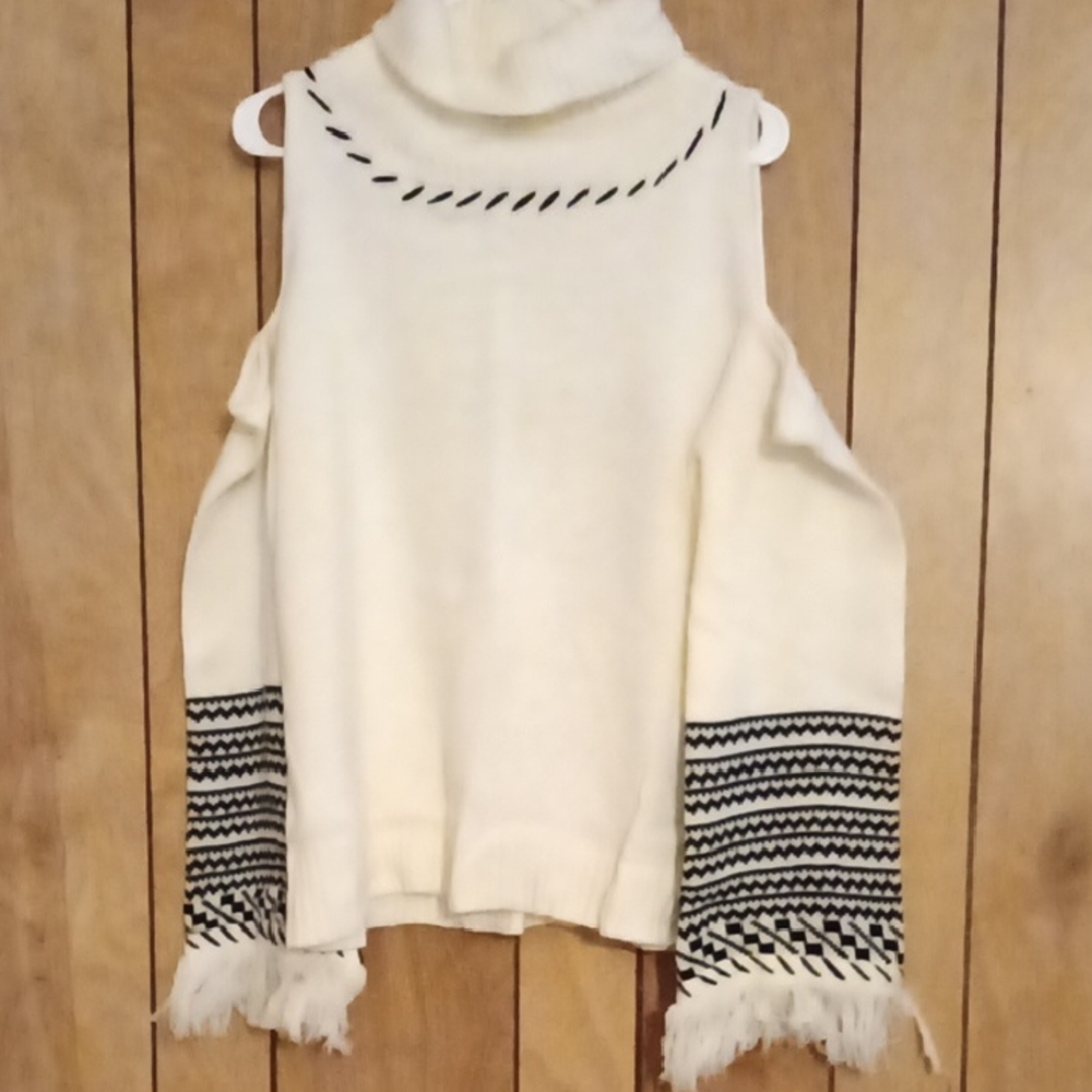 Elegant Cream Sweater with Black Accents